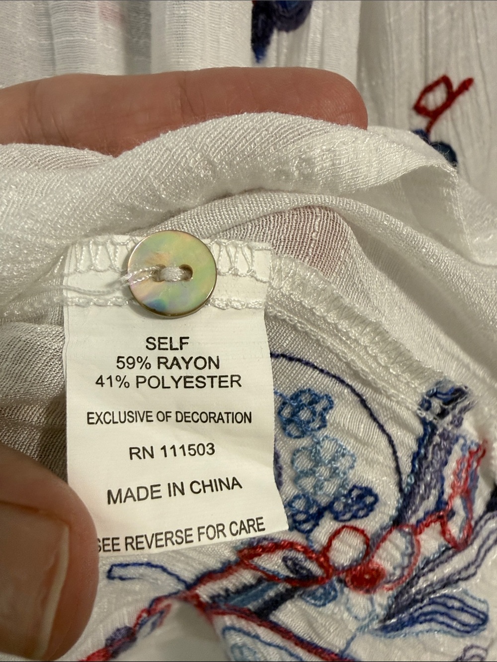 Hope Springs 🇺🇸Red White Blue Embroidered Peasant Blouse - Picture 4 of 10